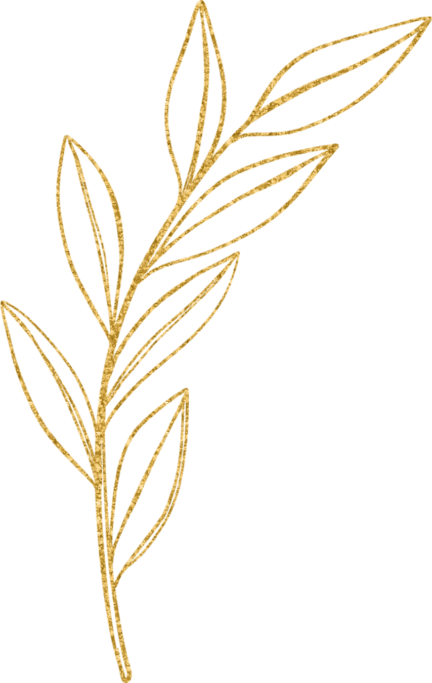 Gold Leaves Line Art